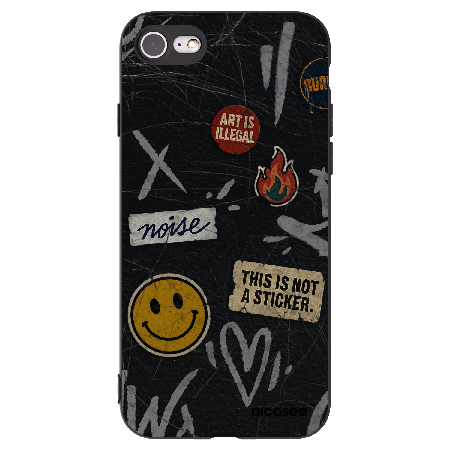 Picasee Apple iPhone 7 Hülle - Schwarzes Silikon - STICKERS x TAGS