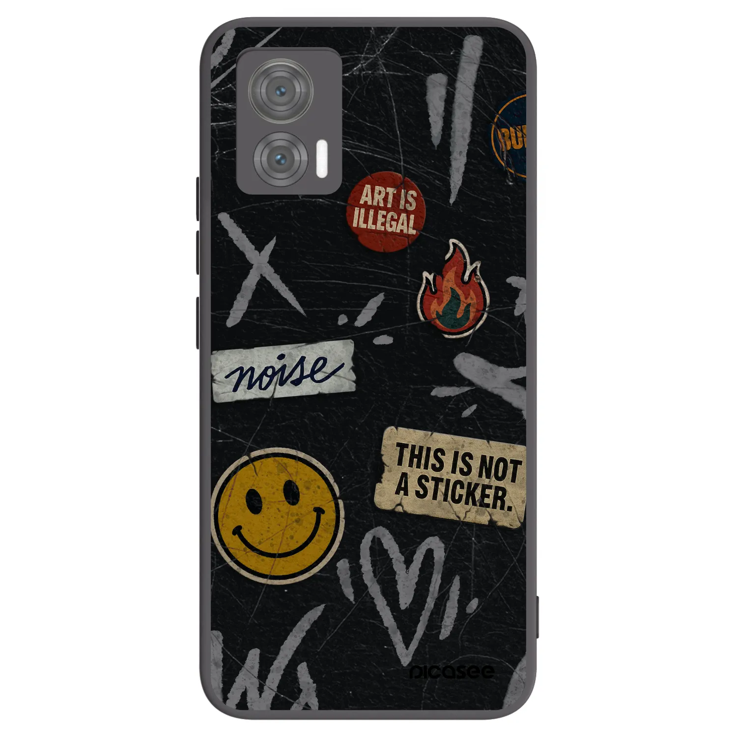 Picasee Motorola Edge 30 Neo Hülle - Schwarzes Silikon - STICKERS x TAGS