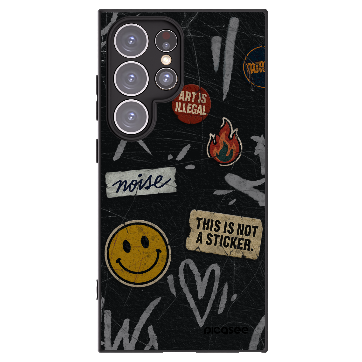 Picasee Samsung Galaxy S24 Ultra S928B 5G Hülle - Schwarzes Silikon - STICKERS x TAGS