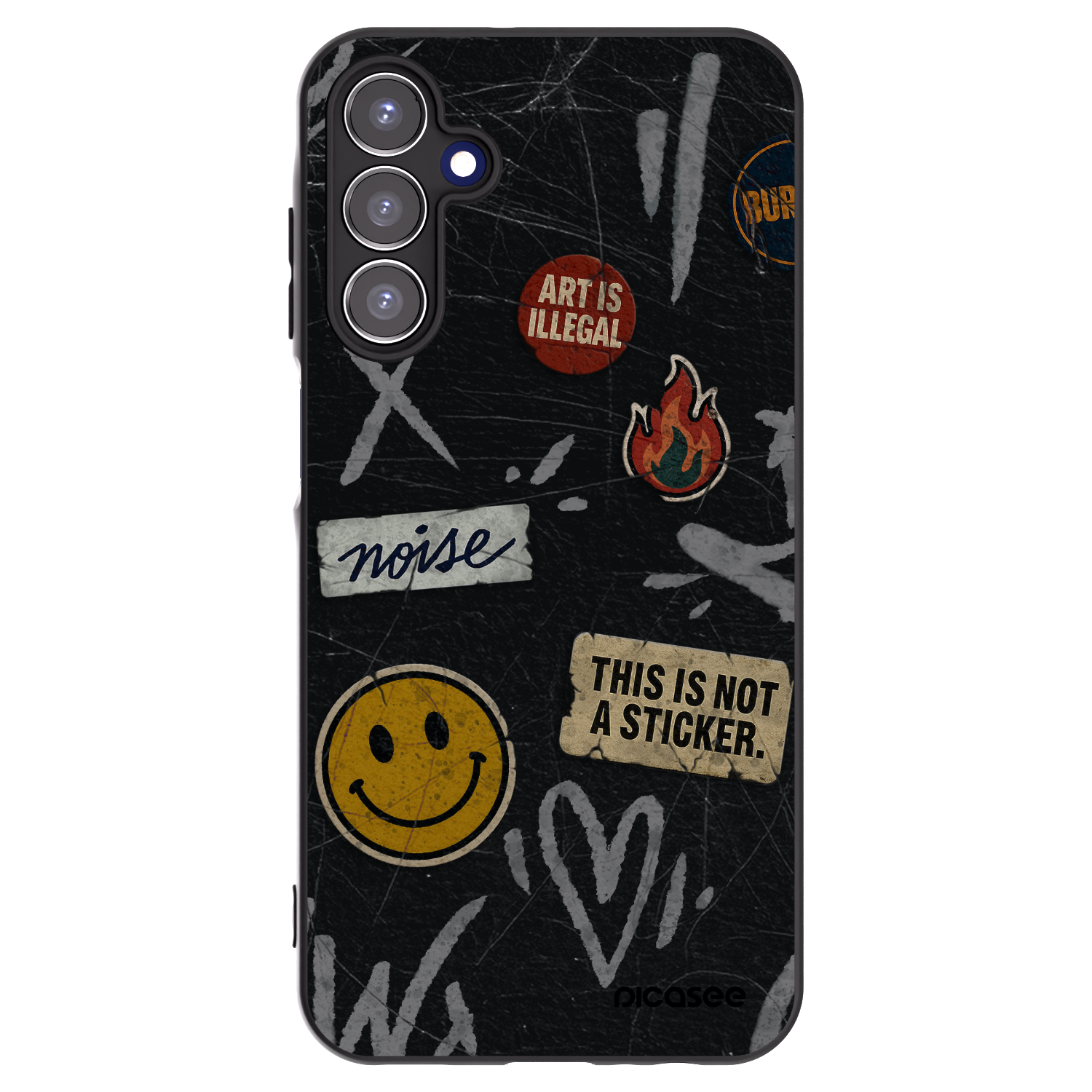 Picasee Samsung Galaxy A15 A156B 5G Hülle - Schwarzes Silikon - STICKERS x TAGS