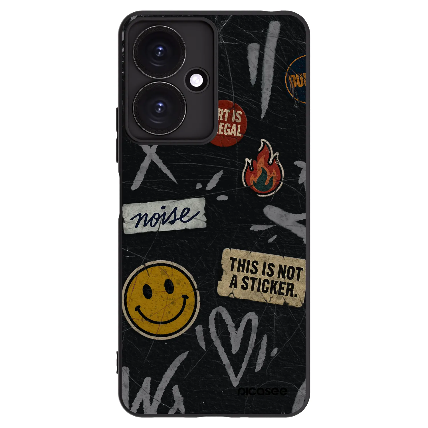 Picasee Xiaomi Redmi 13C 5G Hülle - Schwarzes Silikon - STICKERS x TAGS