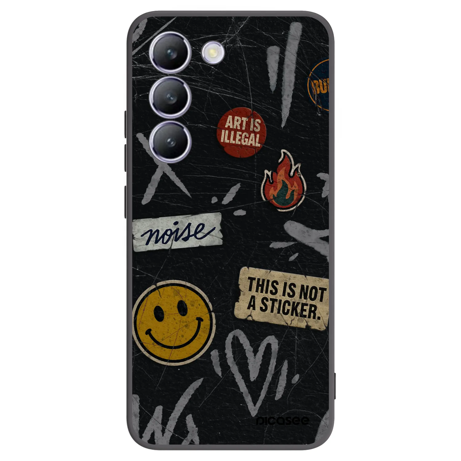 Picasee Vivo V40 SE 5G Hülle - Schwarzes Silikon - STICKERS x TAGS