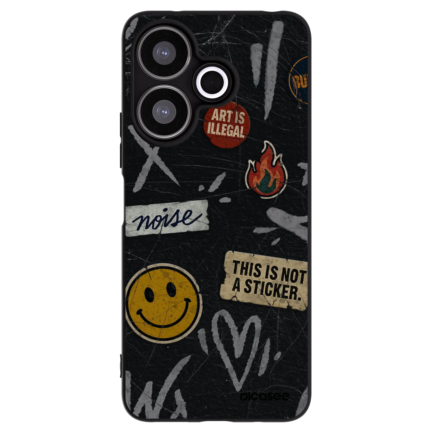 Picasee Xiaomi Redmi 13 4G Hülle - Schwarzes Silikon - STICKERS x TAGS