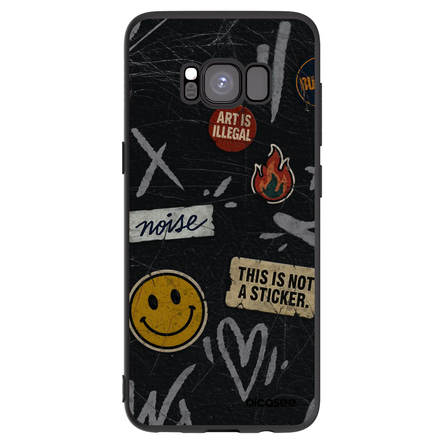 Picasee Samsung Galaxy S8 G950F Hülle - Schwarzes Silikon - STICKERS x TAGS
