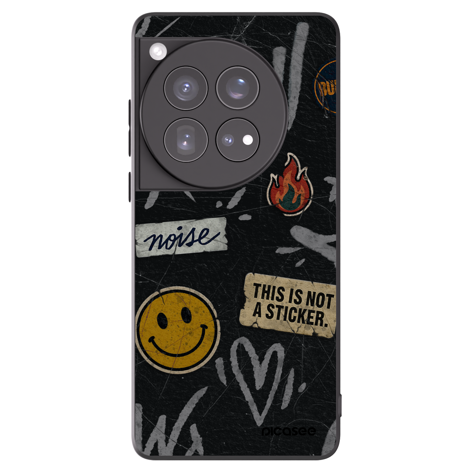 Picasee OnePlus 12 5G Hülle - Schwarzes Silikon - STICKERS x TAGS