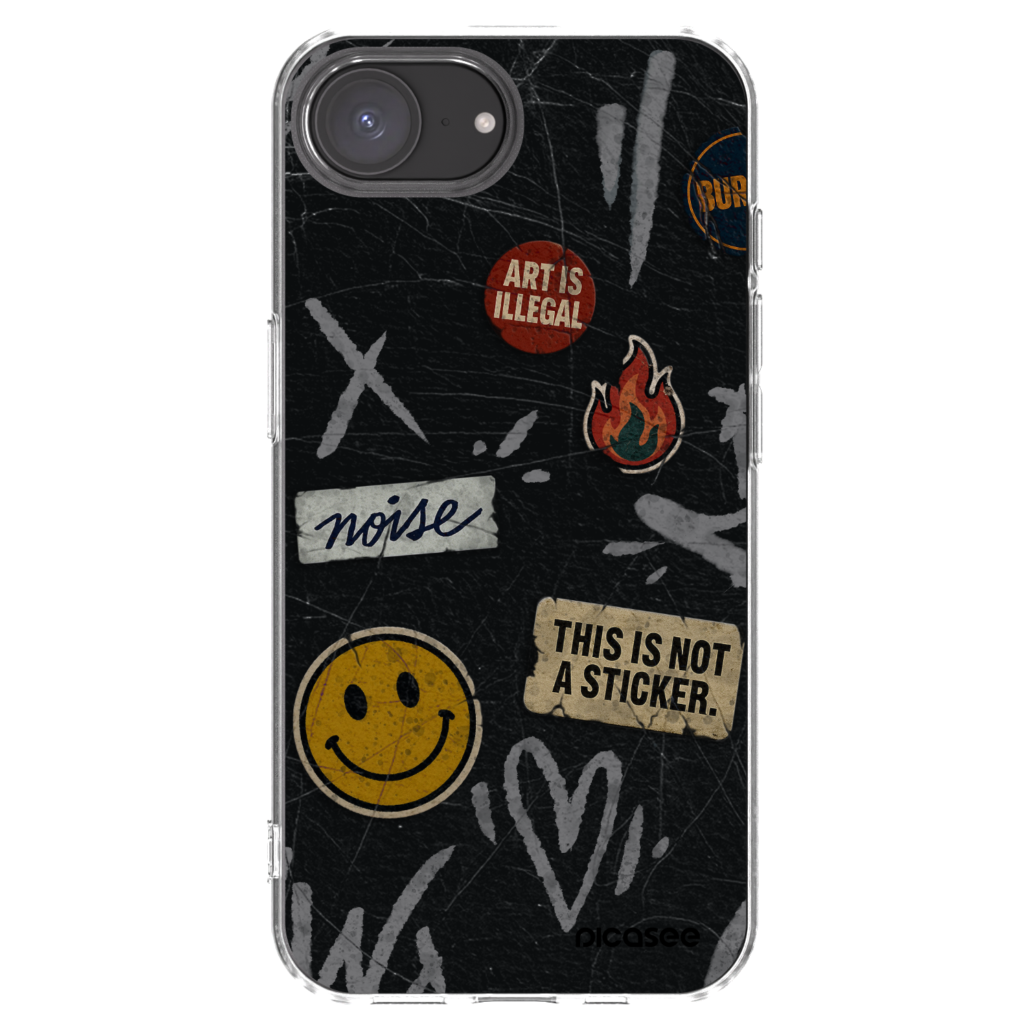 Picasee Apple iPhone 16e Hülle - Transparentes Silikon - STICKERS x TAGS