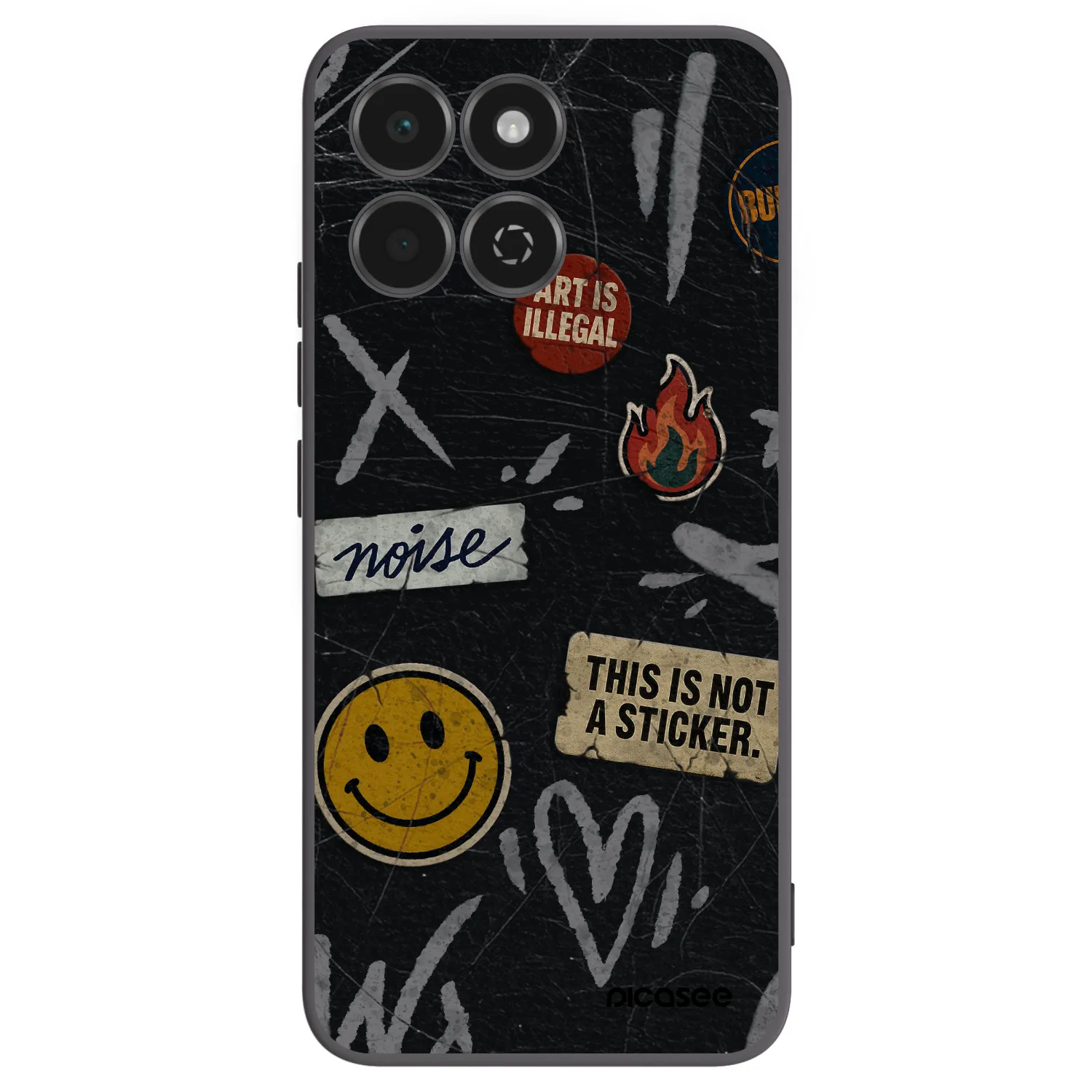 Picasee Honor 200 Smart 5G Hülle - Schwarzes Silikon - STICKERS x TAGS