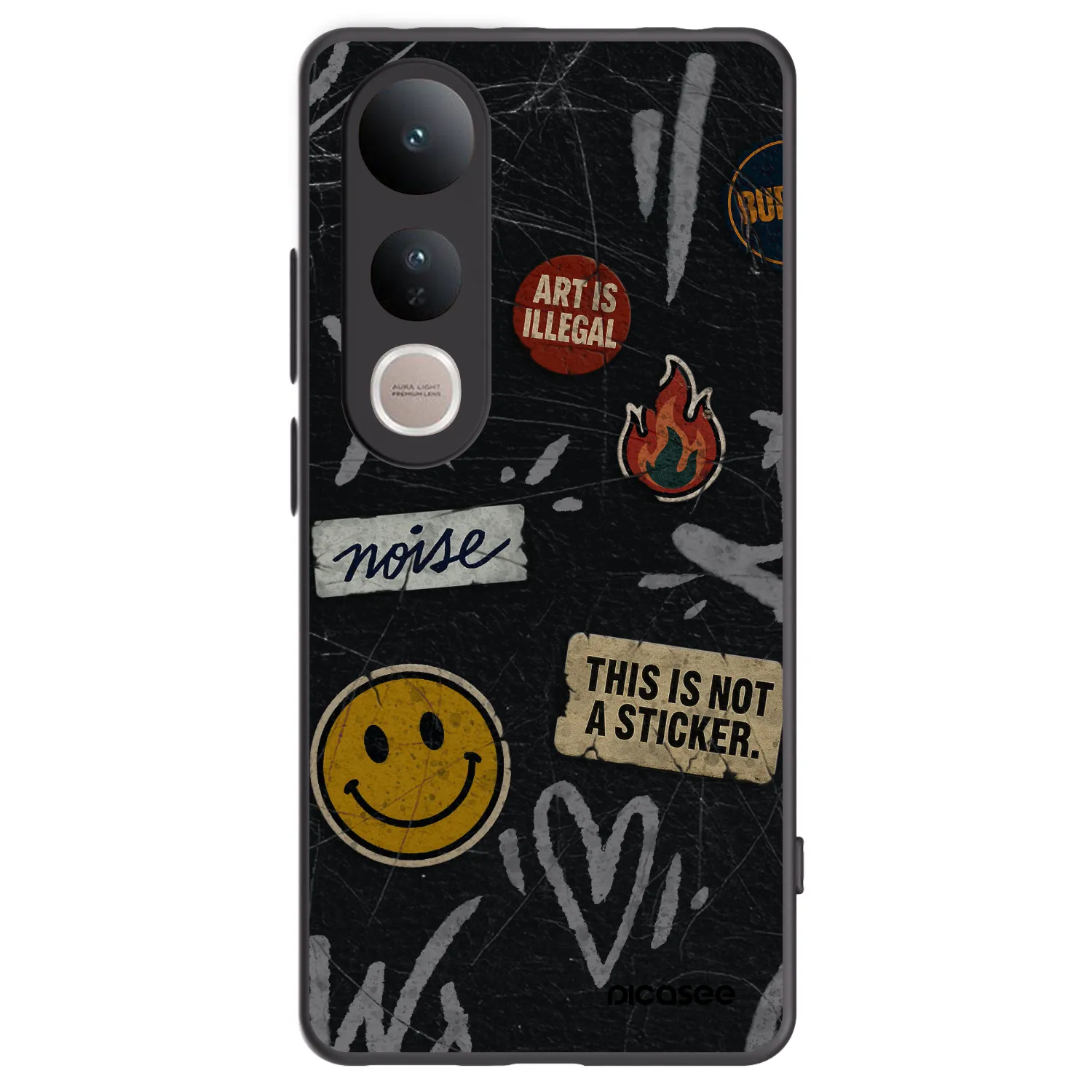 Picasee Vivo V50 Lite 5G Hülle - Schwarzes Silikon - STICKERS x TAGS