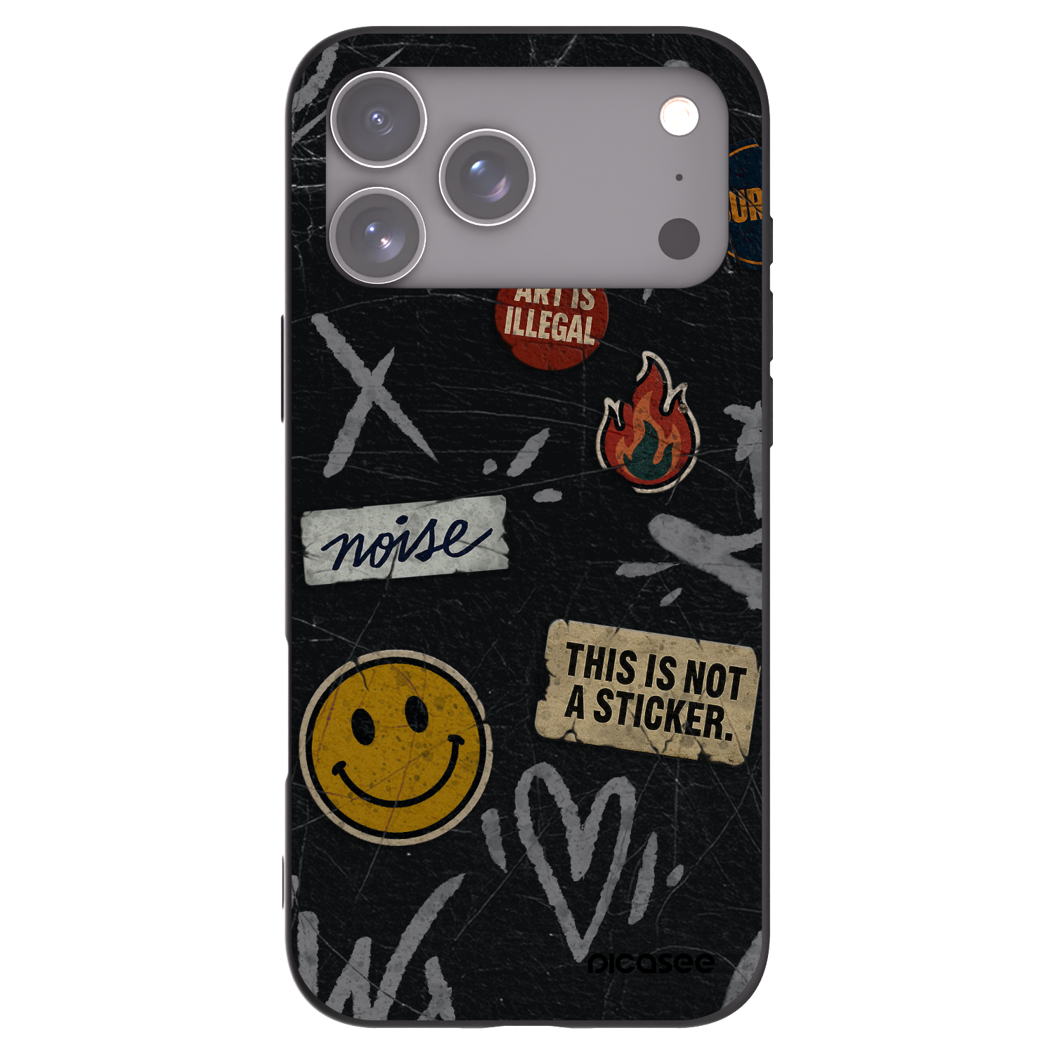 Picasee Apple iPhone 17 Pro Max Hülle - Schwarzes Silikon - STICKERS x TAGS