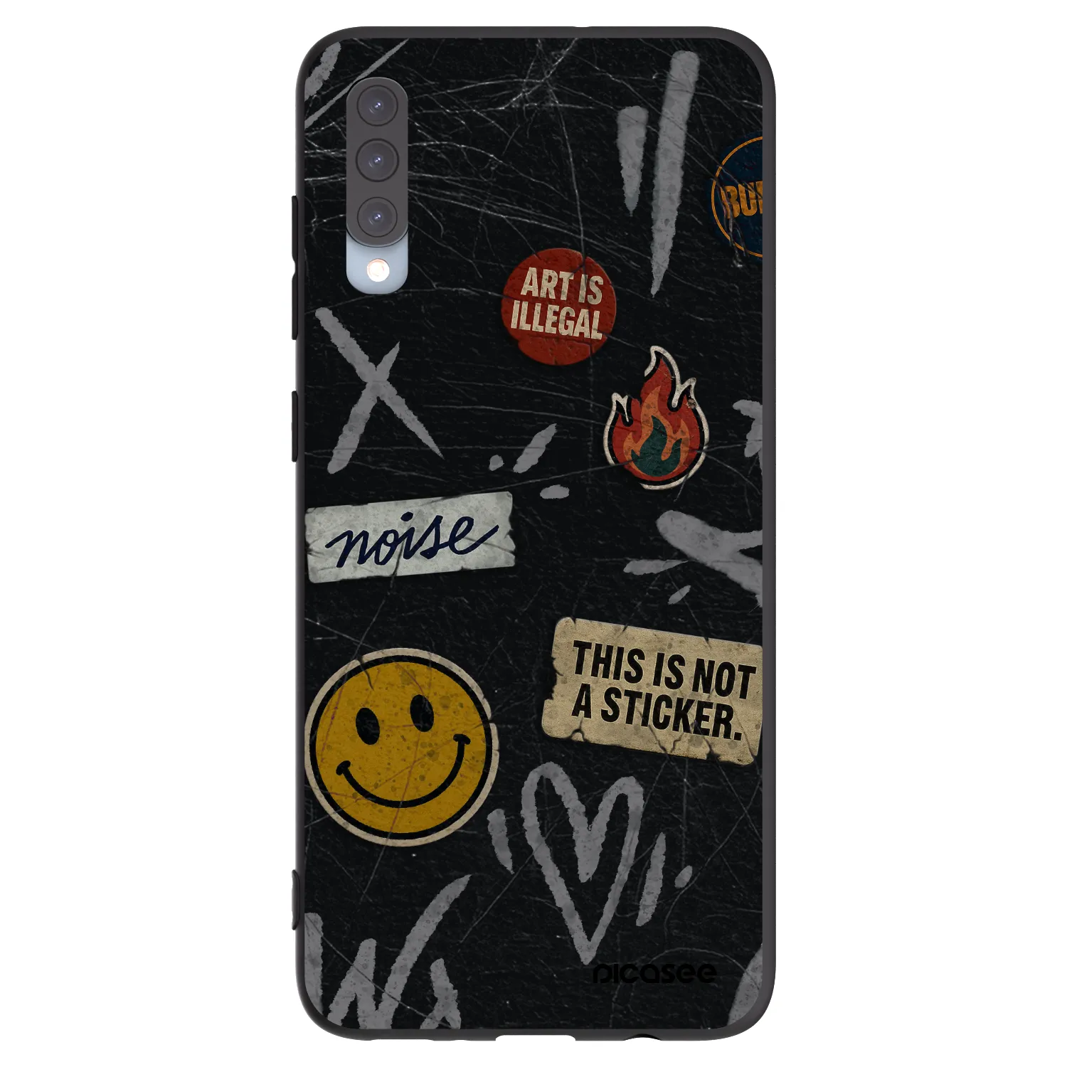 Picasee Samsung Galaxy A70 A705F Hülle - Schwarzes Silikon - STICKERS x TAGS