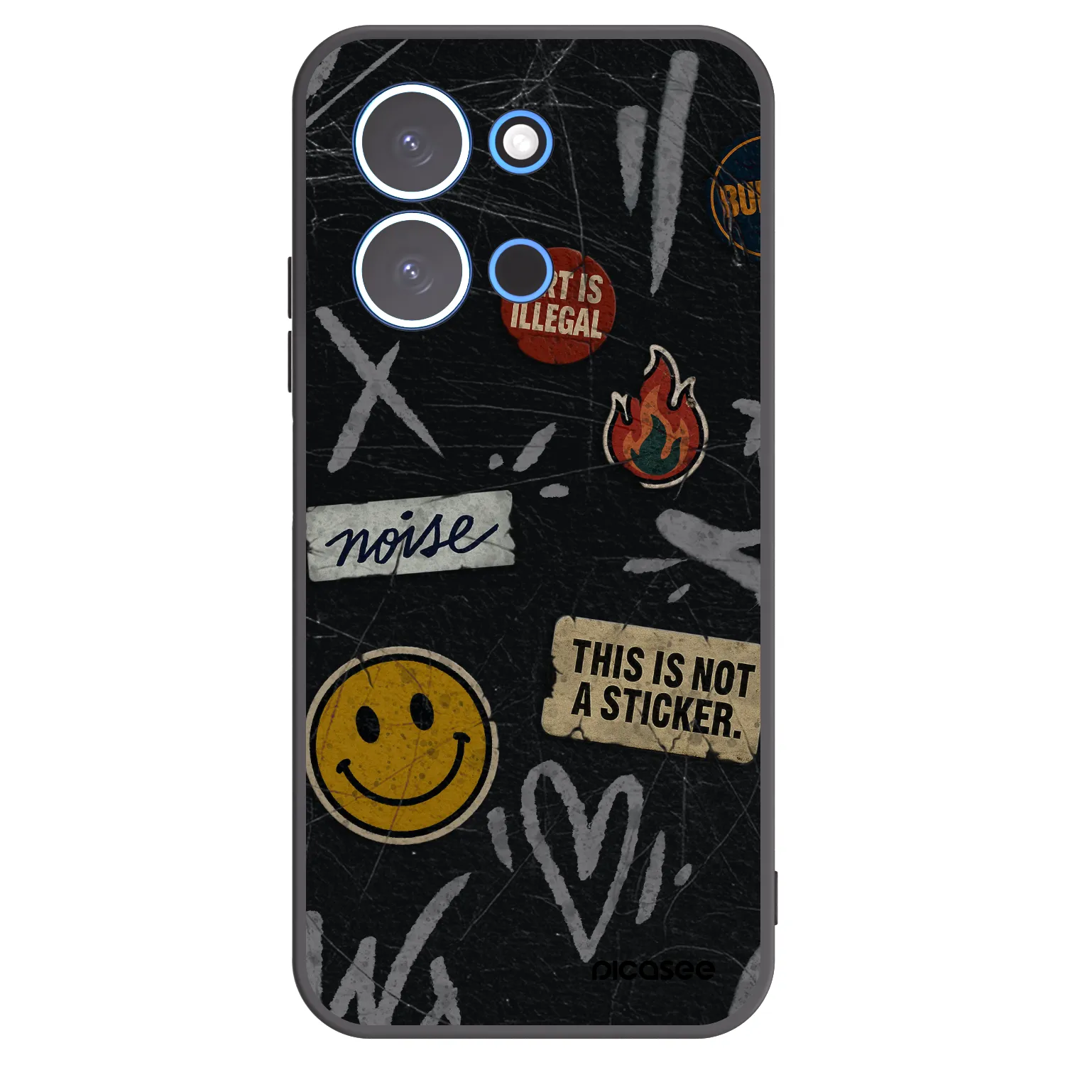 Picasee Xiaomi Redmi 15C 4G Hülle - Schwarzes Silikon - STICKERS x TAGS