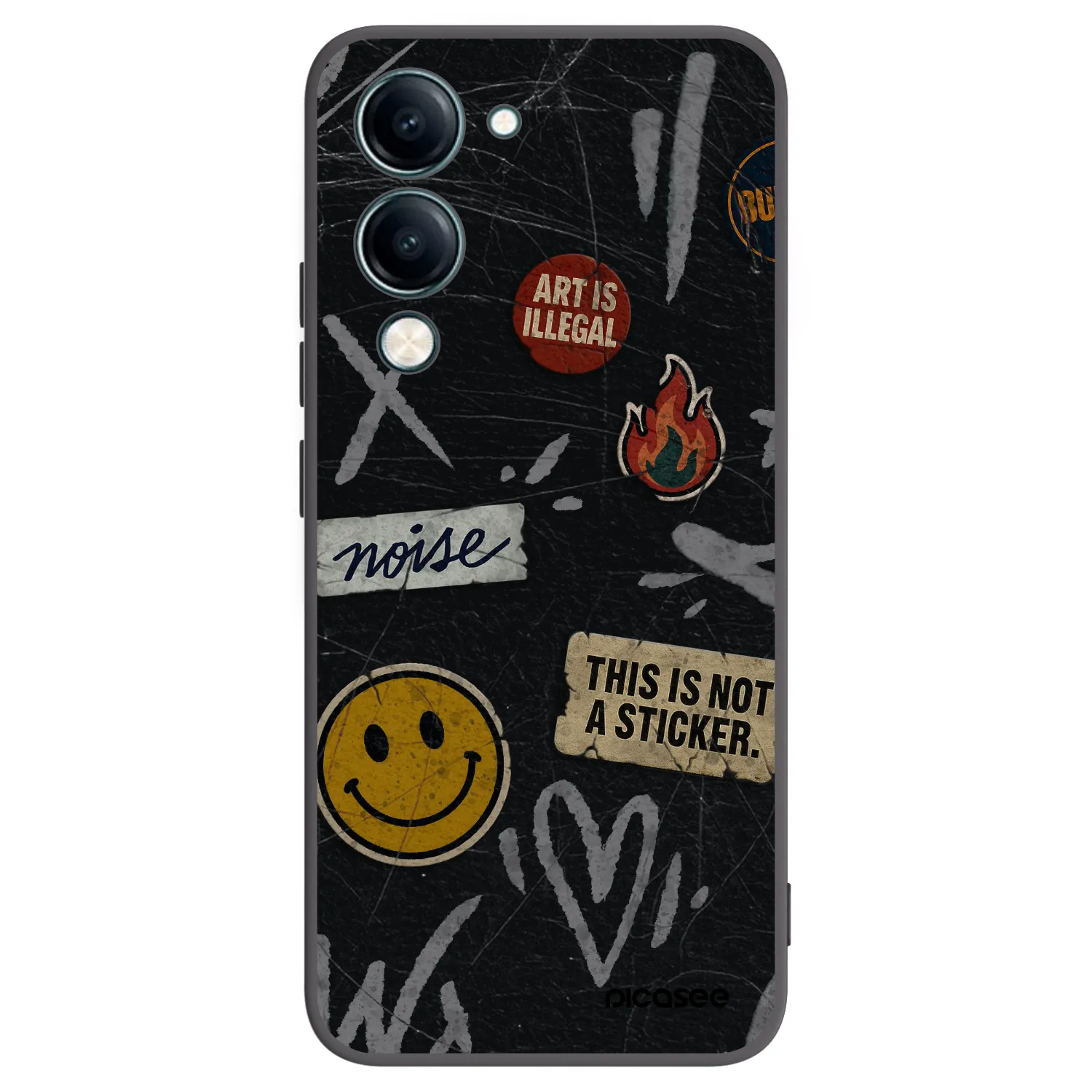 Picasee Vivo Y29s 5G Hülle - Schwarzes Silikon - STICKERS x TAGS