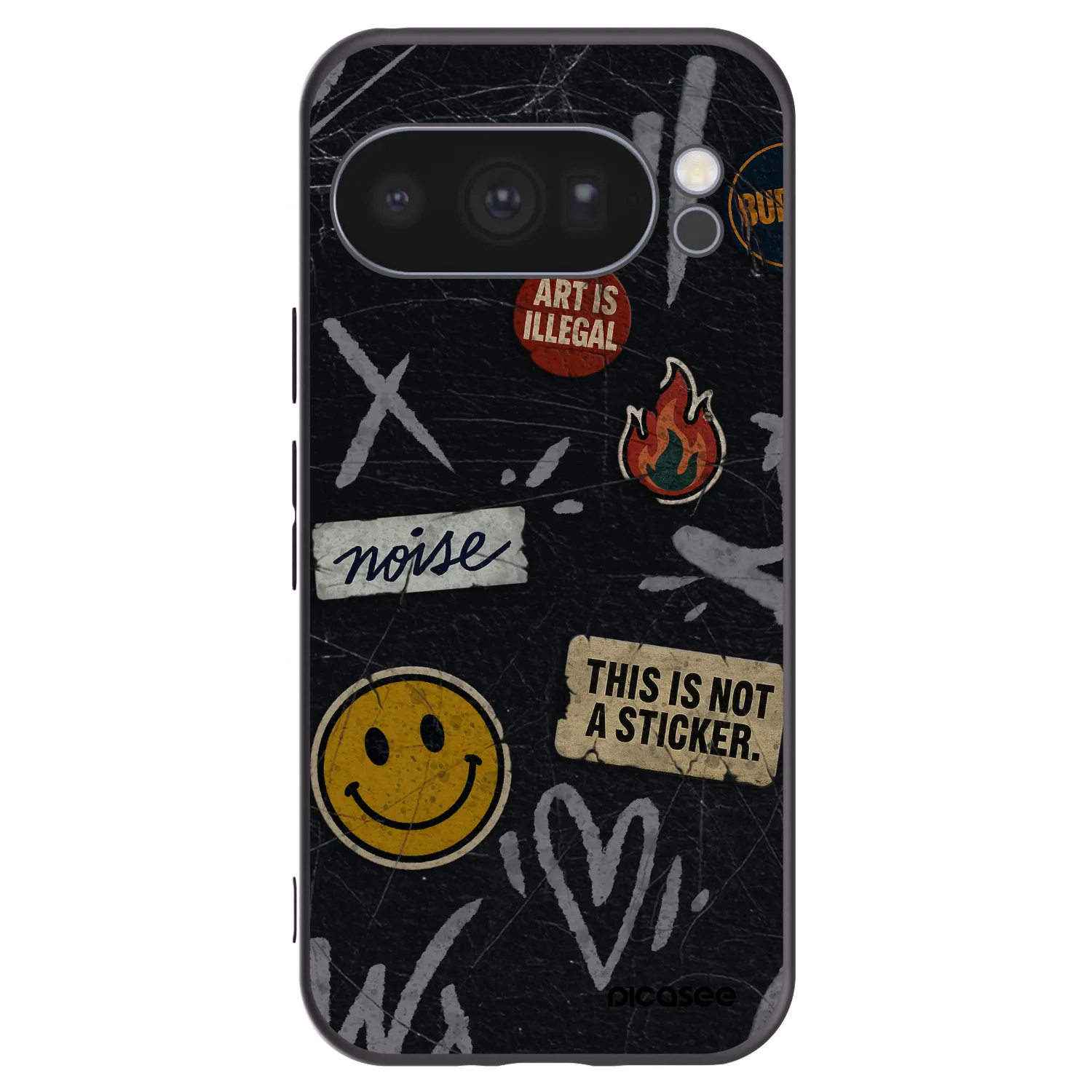 Picasee Google Pixel 10 Pro Hülle - Schwarzes Silikon - STICKERS x TAGS