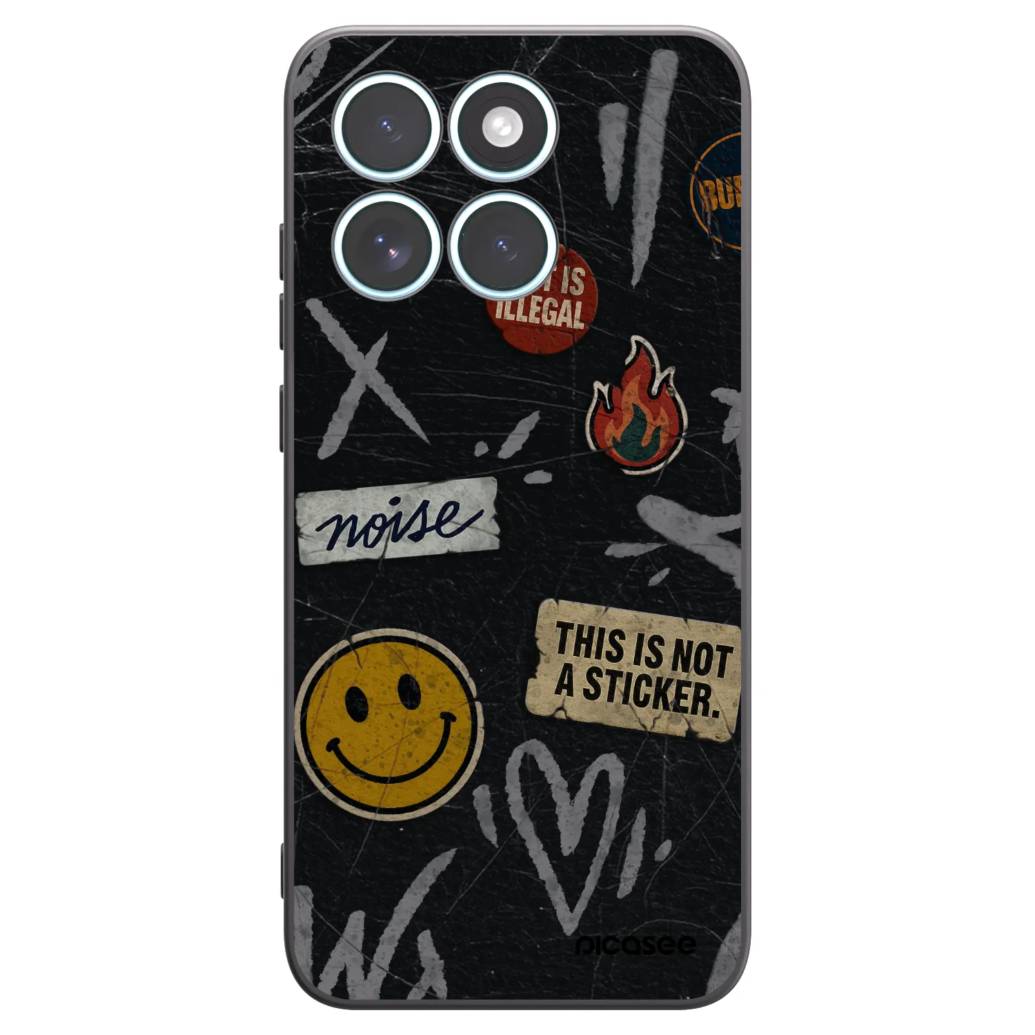 Picasee Motorola Edge 70 Fusion Hülle - Schwarzes Silikon - STICKERS x TAGS