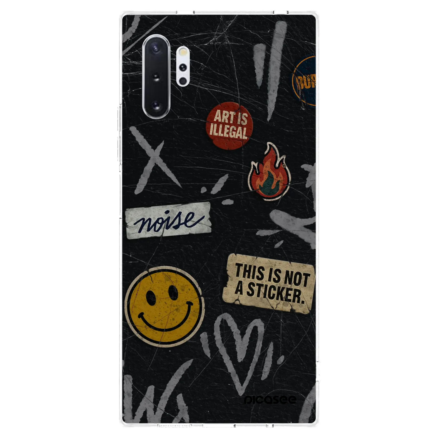 Picasee Samsung Galaxy Note 10+ N975F Hülle - Transparentes Silikon - STICKERS x TAGS