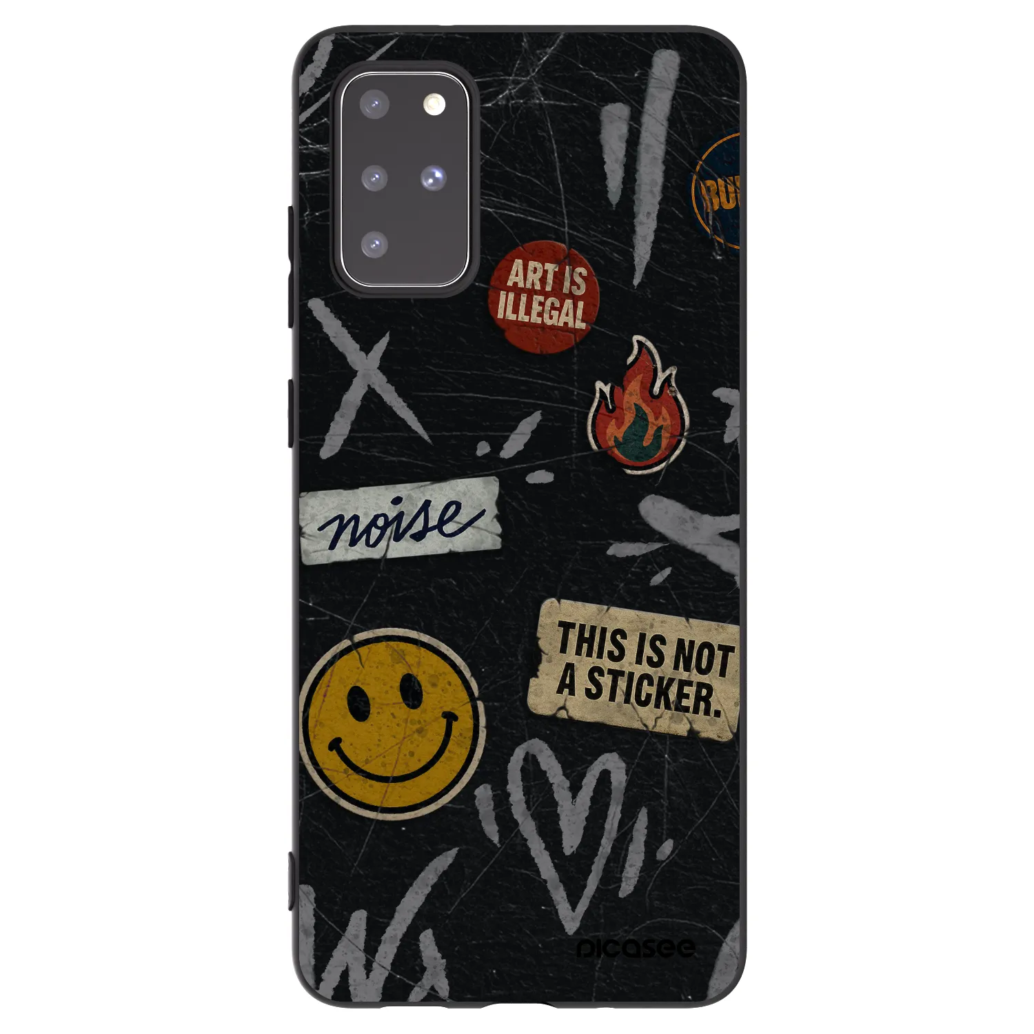 Picasee Samsung Galaxy S20+ G985F Hülle - Schwarzes Silikon - STICKERS x TAGS