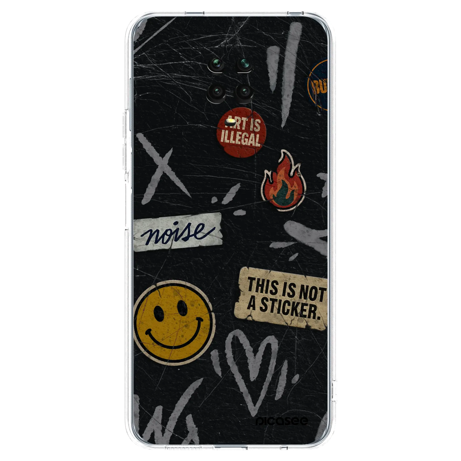 Picasee Xiaomi Redmi Note 9S Hülle - Transparentes Silikon - STICKERS x TAGS