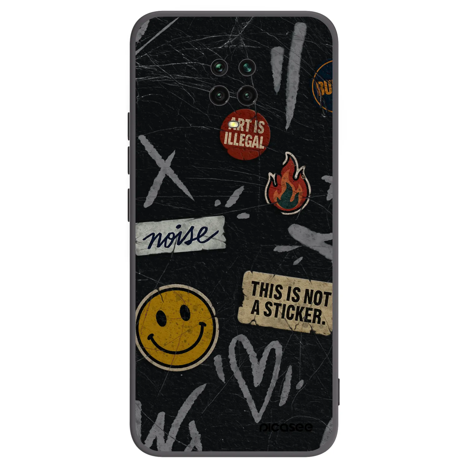 Picasee Xiaomi Redmi Note 9S Hülle - Schwarzes Silikon - STICKERS x TAGS