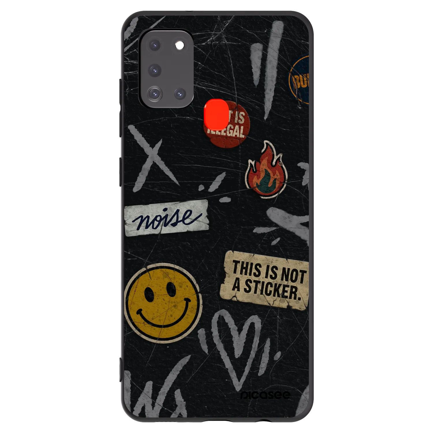Picasee Samsung Galaxy A21s Hülle - Schwarzes Silikon - STICKERS x TAGS