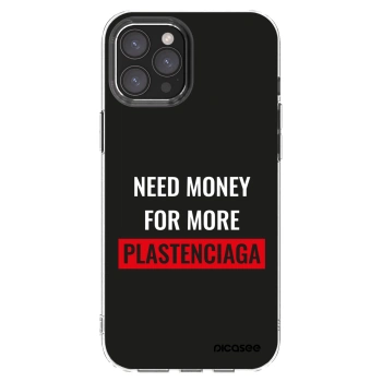 Picasee Apple iPhone 12 Pro Max Hülle - Transparentes Silikon - More PLASTENCIAGA
