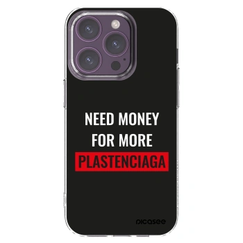 Picasee Apple iPhone 14 Pro Hülle - Transparentes Silikon - More PLASTENCIAGA