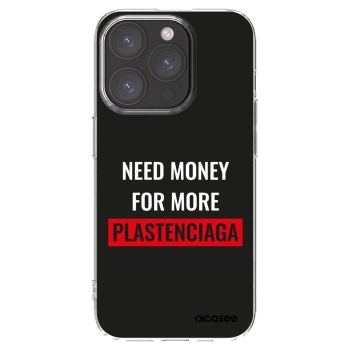 Picasee Apple iPhone 15 Pro Hülle - Transparentes Silikon - More PLASTENCIAGA