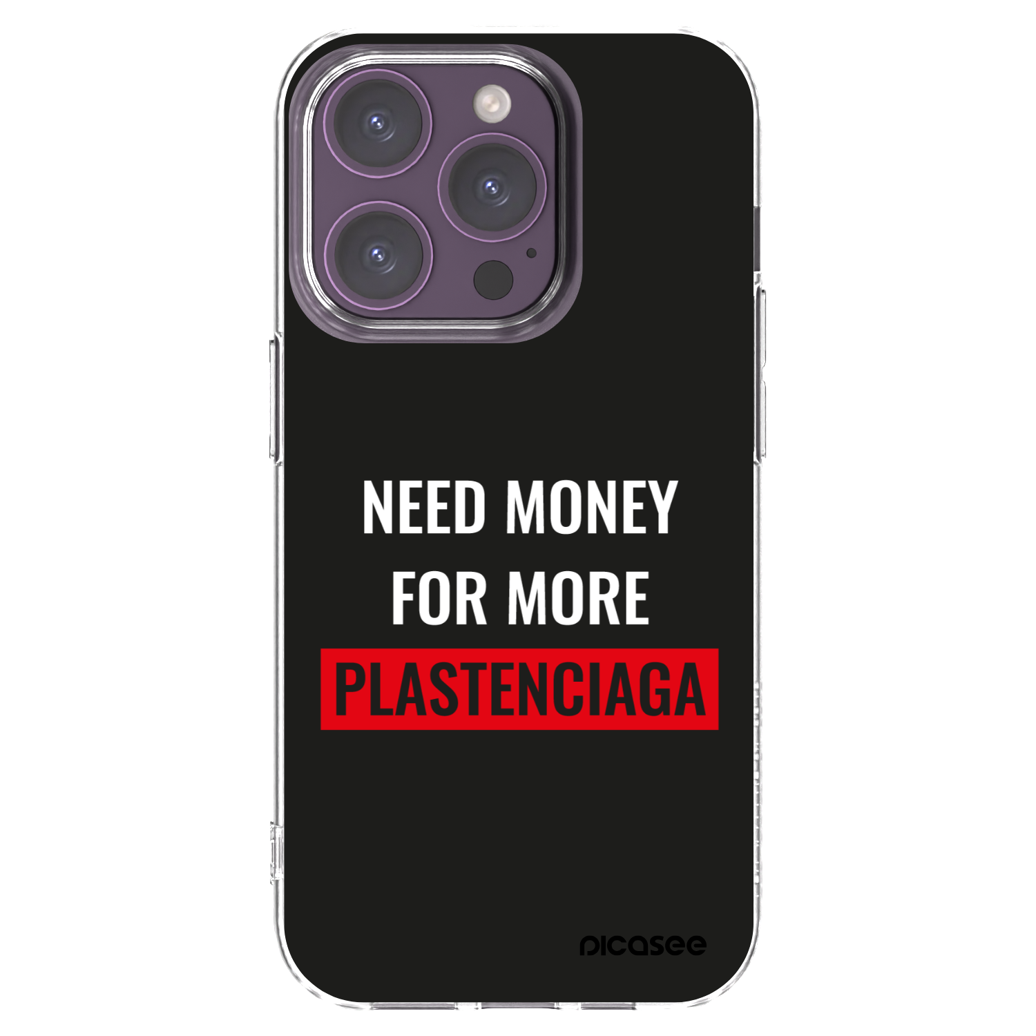 Picasee Apple iPhone 14 Pro Hülle - Transparentes Silikon - More PLASTENCIAGA