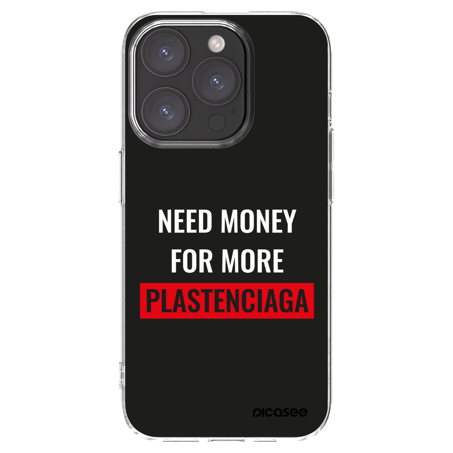 Picasee Apple iPhone 15 Pro Hülle - Transparentes Silikon - More PLASTENCIAGA
