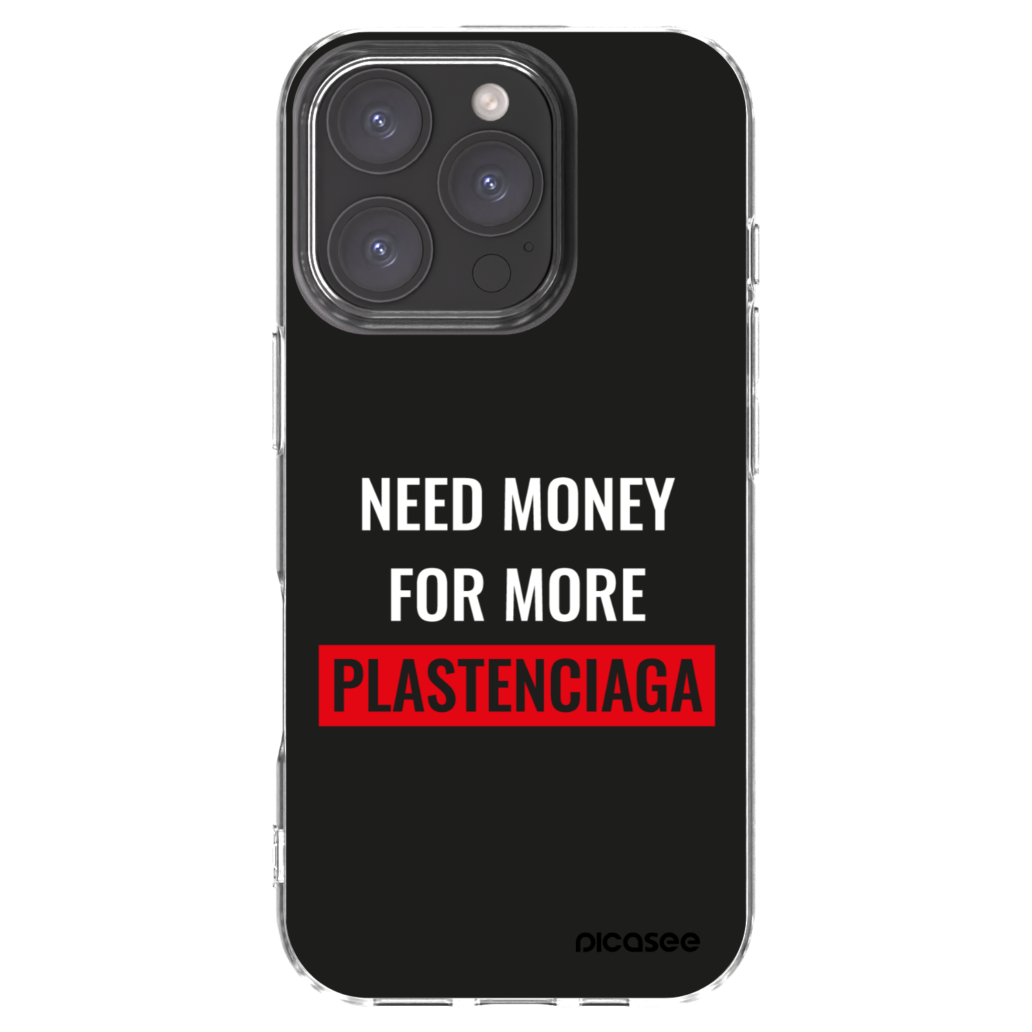 Picasee Apple iPhone 16 Pro Hülle - Transparentes Silikon - More PLASTENCIAGA