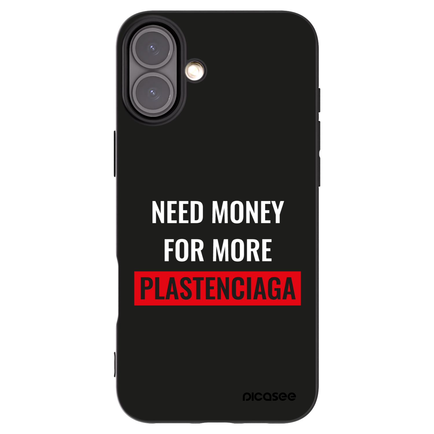 Picasee Apple iPhone 16 Plus Hülle - Schwarzes Silikon - More PLASTENCIAGA