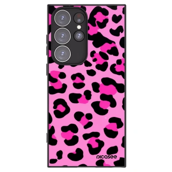 Picasee Samsung Galaxy S23 Ultra 5G Hülle - Schwarzes Silikon - Pink Tiger