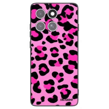 Picasee Motorola Edge 60 Fusion Hülle - Schwarzes Silikon - Pink Tiger