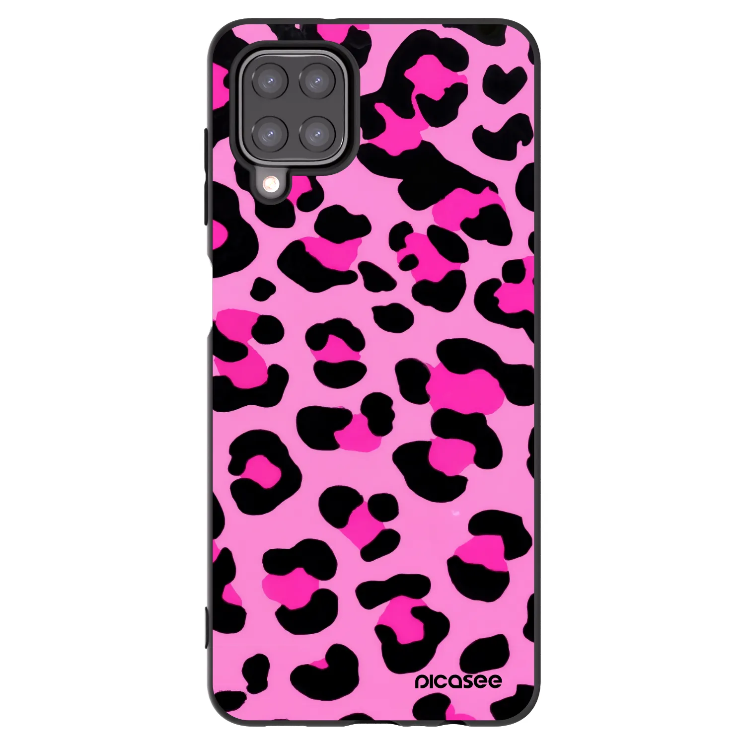 Picasee Samsung Galaxy A12 A125F Hülle - Schwarzes Silikon - Pink Tiger