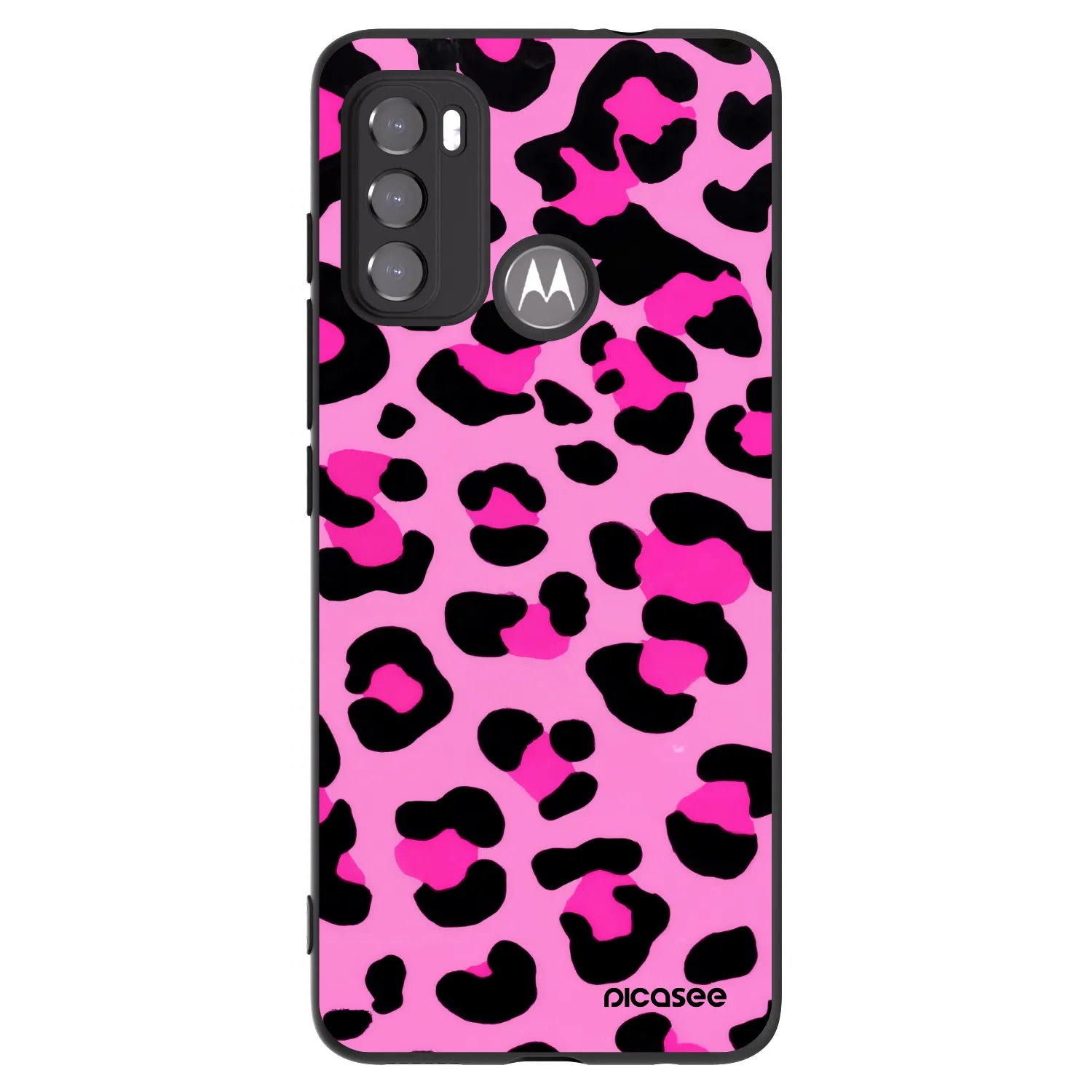 Picasee Motorola Moto G60 Hülle - Schwarzes Silikon - Pink Tiger