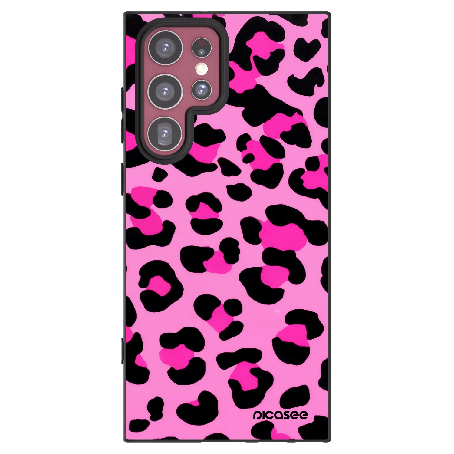 Picasee Samsung Galaxy S22 Ultra 5G Hülle - Schwarzes Silikon - Pink Tiger