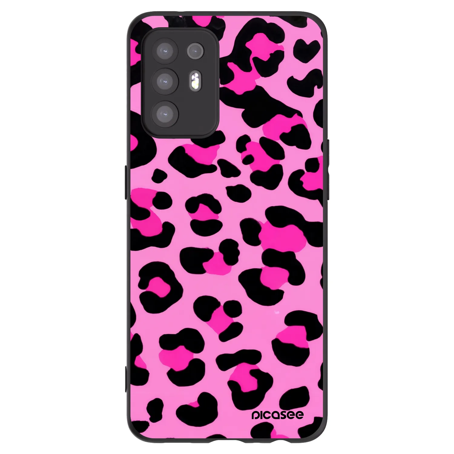 Picasee OPPO A94 5G Hülle - Schwarzes Silikon - Pink Tiger