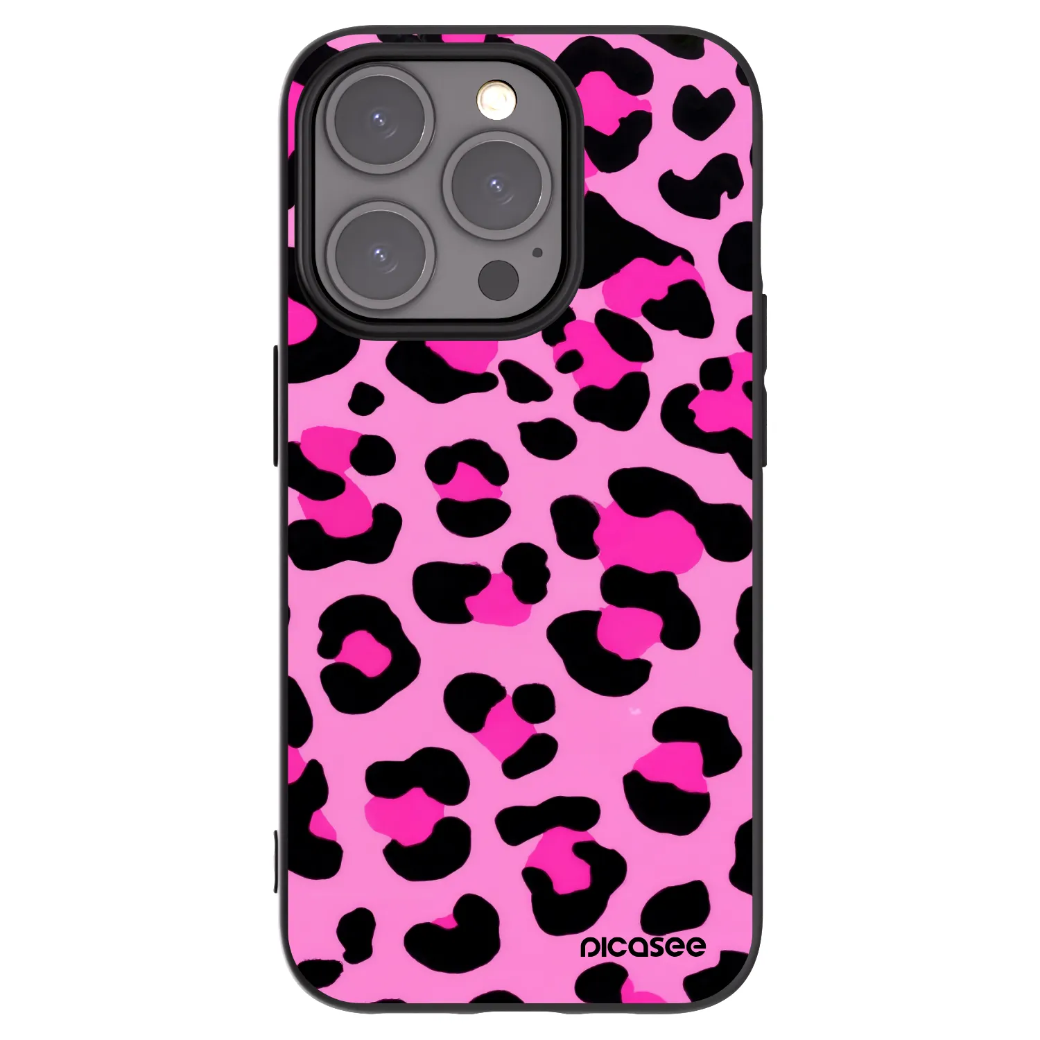 Picasee Apple iPhone 15 Pro Hülle - Schwarzes Silikon - Pink Tiger