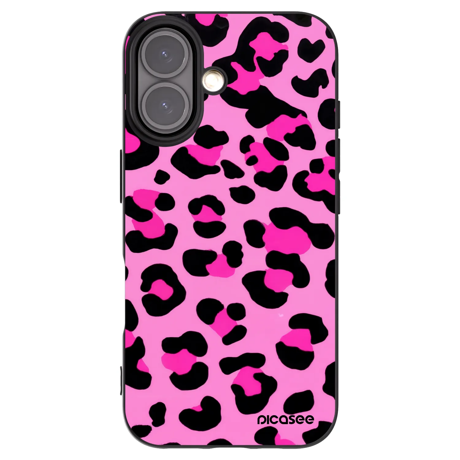 Picasee Apple iPhone 16 Hülle - Schwarzes Silikon - Pink Tiger