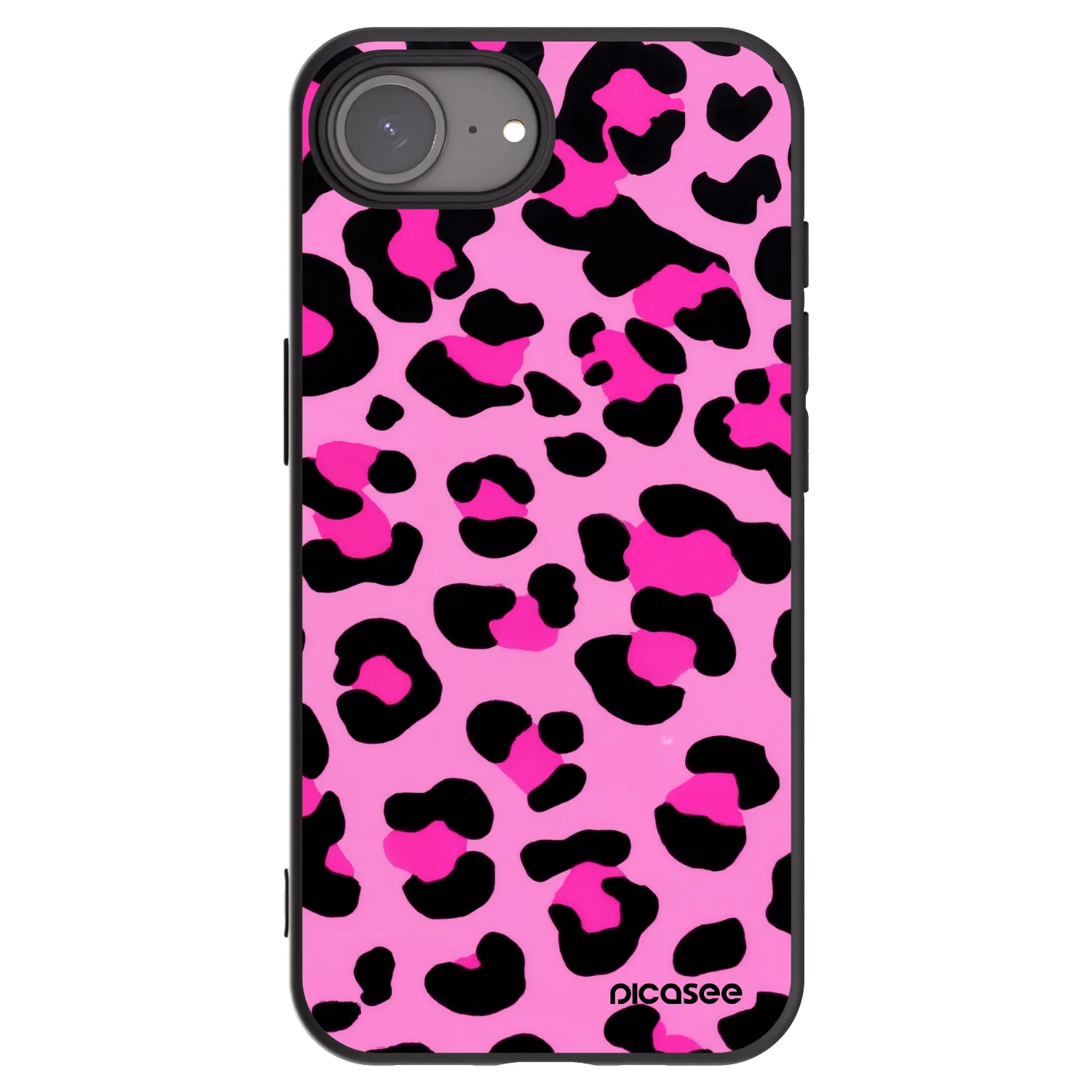 Picasee Apple iPhone 16e Hülle - Schwarzes Silikon - Pink Tiger