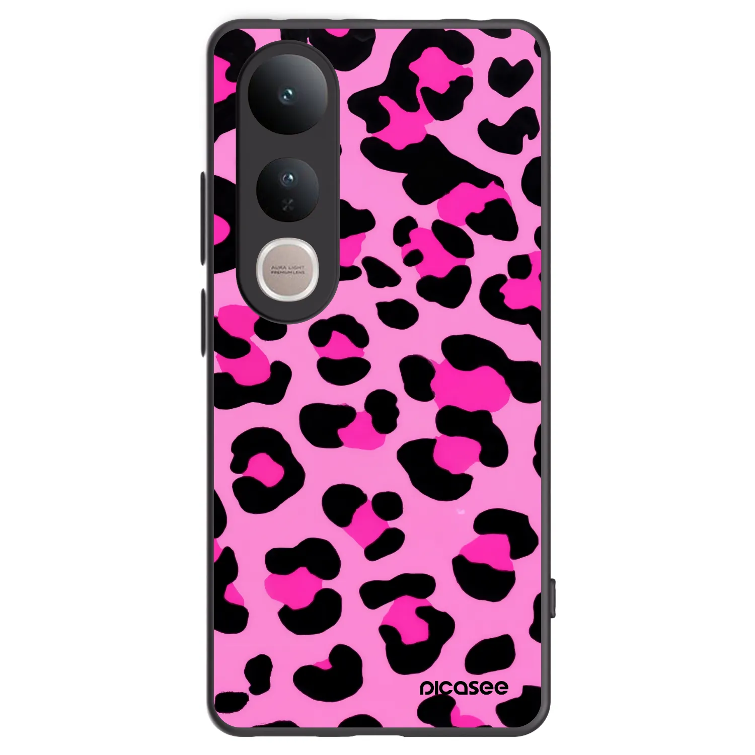 Picasee Vivo V50 Lite 5G Hülle - Schwarzes Silikon - Pink Tiger