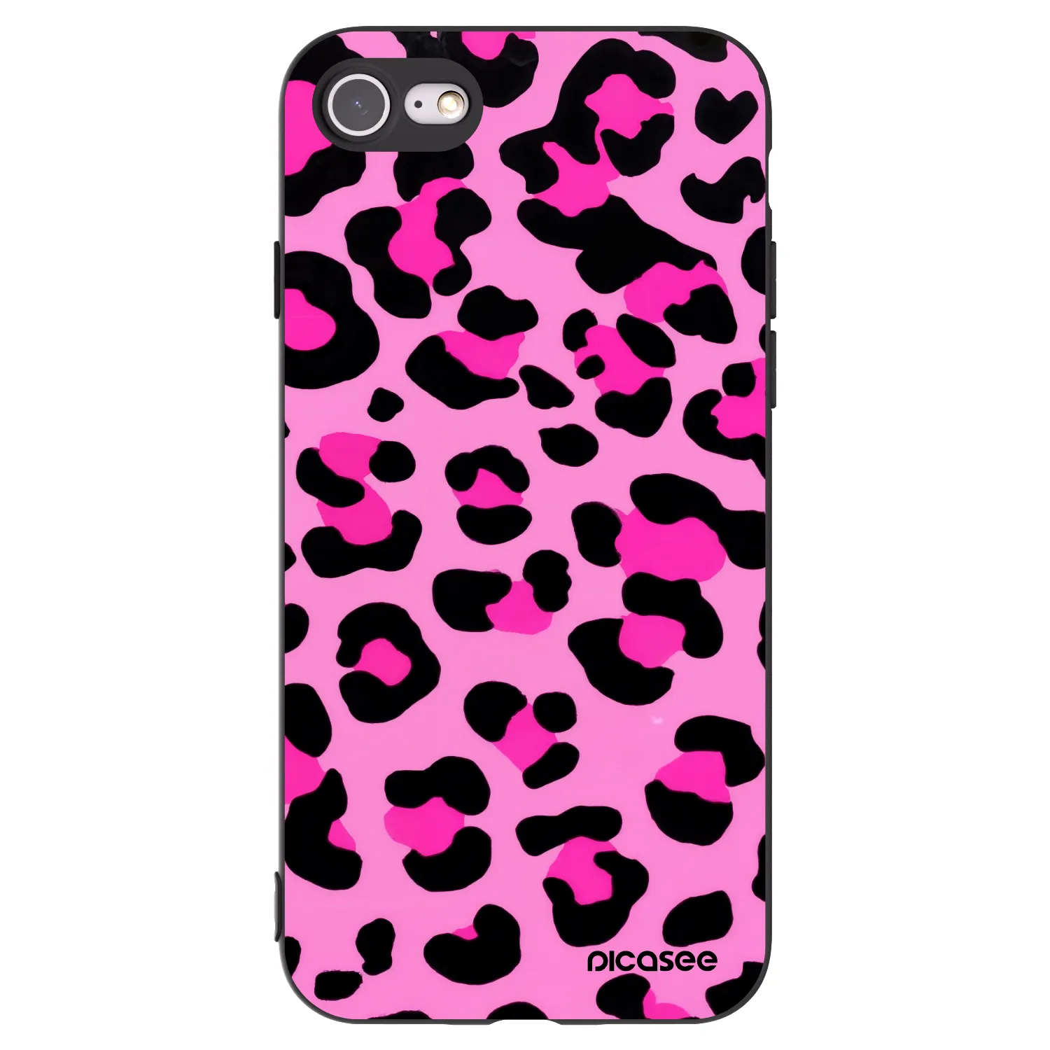Picasee Apple iPhone SE 2020 Hülle - Schwarzes Silikon - Pink Tiger