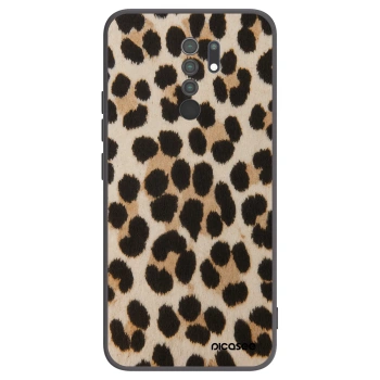Picasee Xiaomi Redmi 9 Hülle - Schwarzes Silikon - Brown Tiger