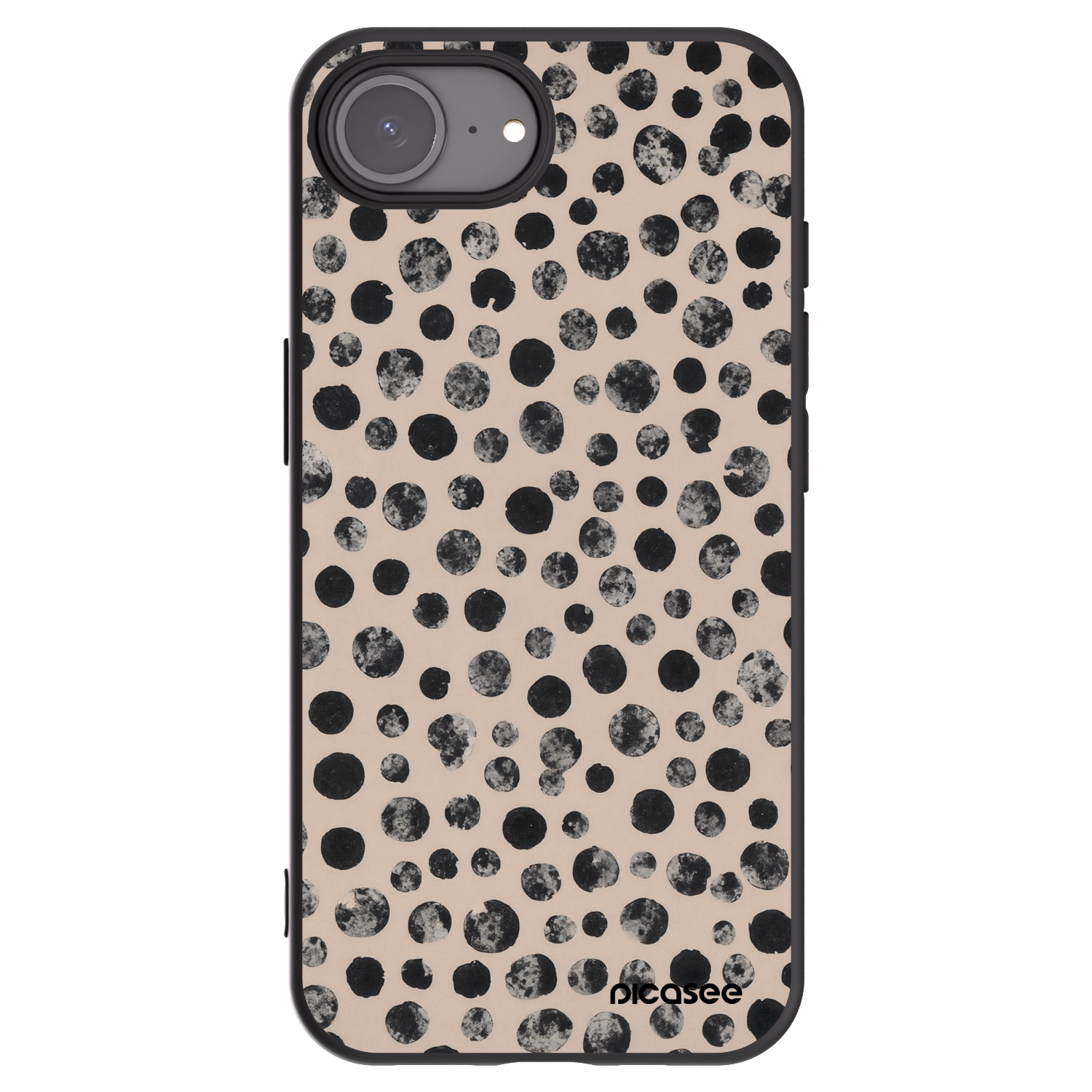 Picasee Apple iPhone 16e Hülle - Schwarzes Silikon - Dots