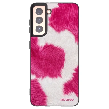 Picasee Samsung Galaxy S21 5G G991B Hülle - Schwarzes Silikon - Pink Moo
