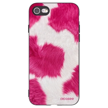 Picasee Apple iPhone 8 Hülle - Schwarzes Silikon - Pink Moo