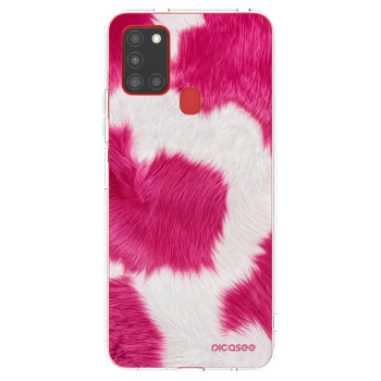 Picasee Samsung Galaxy A21s Hülle - Transparentes Silikon - Pink Moo