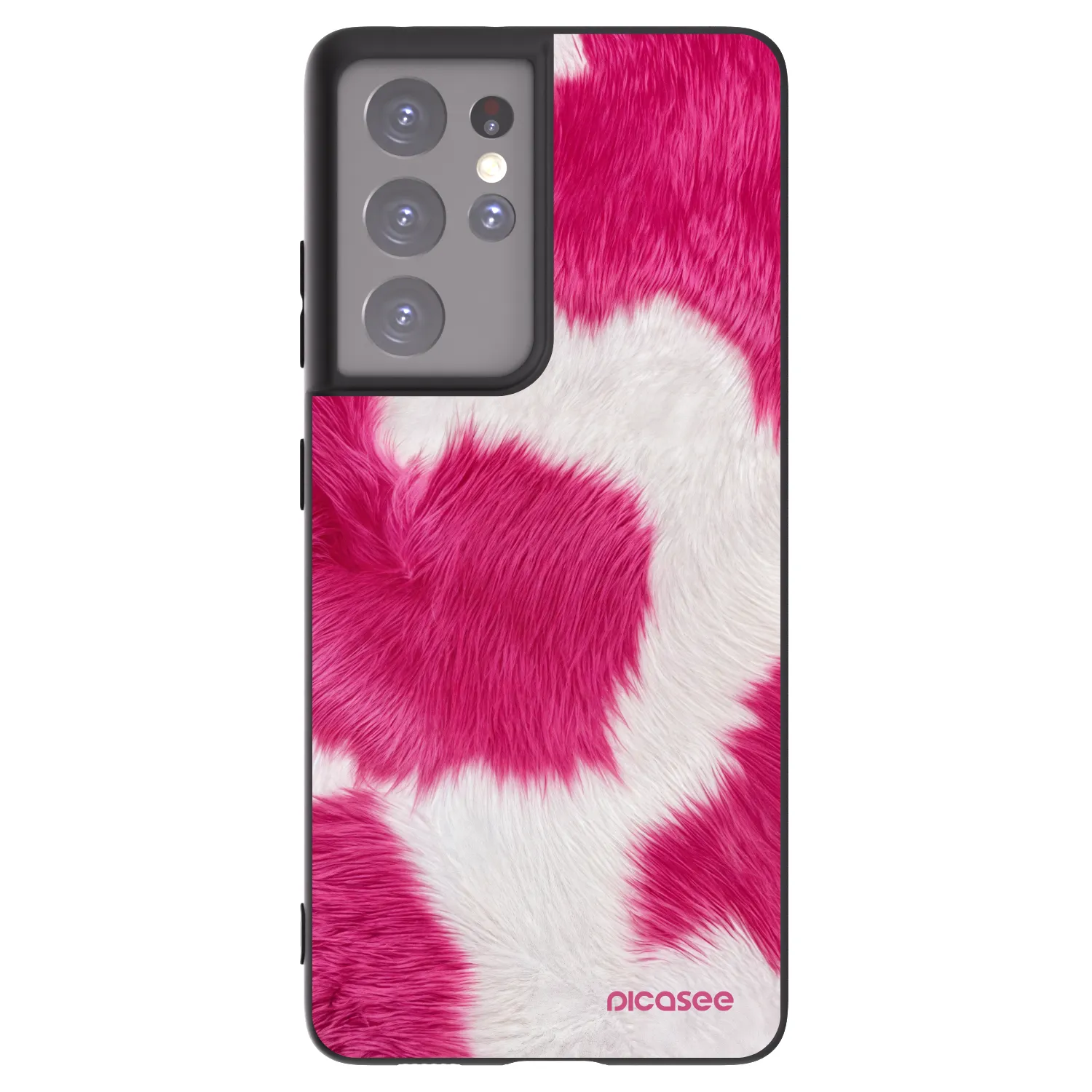 Picasee Samsung Galaxy S21 Ultra 5G G998B Hülle - Schwarzes Silikon - Pink Moo