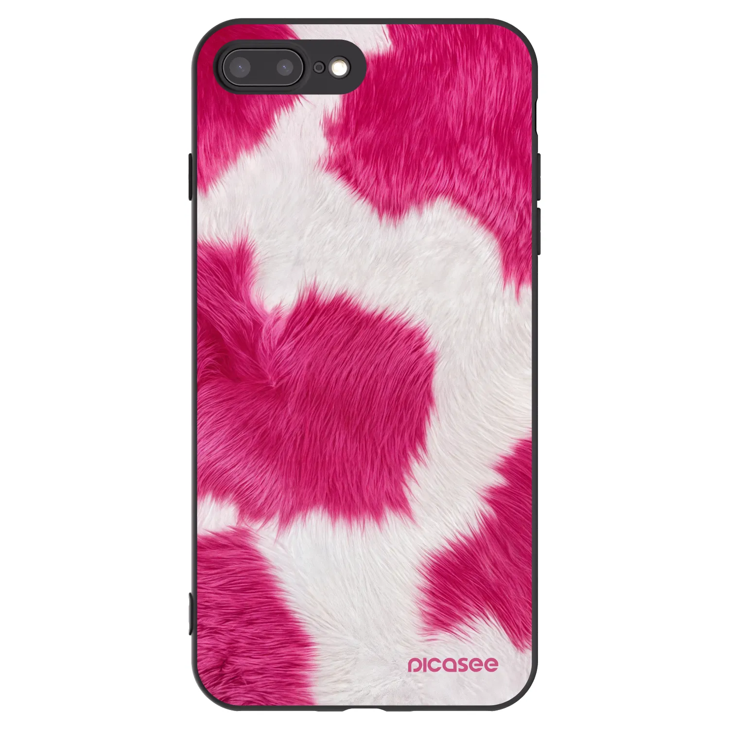 Picasee Apple iPhone 7 Plus Hülle - Schwarzes Silikon - Pink Moo