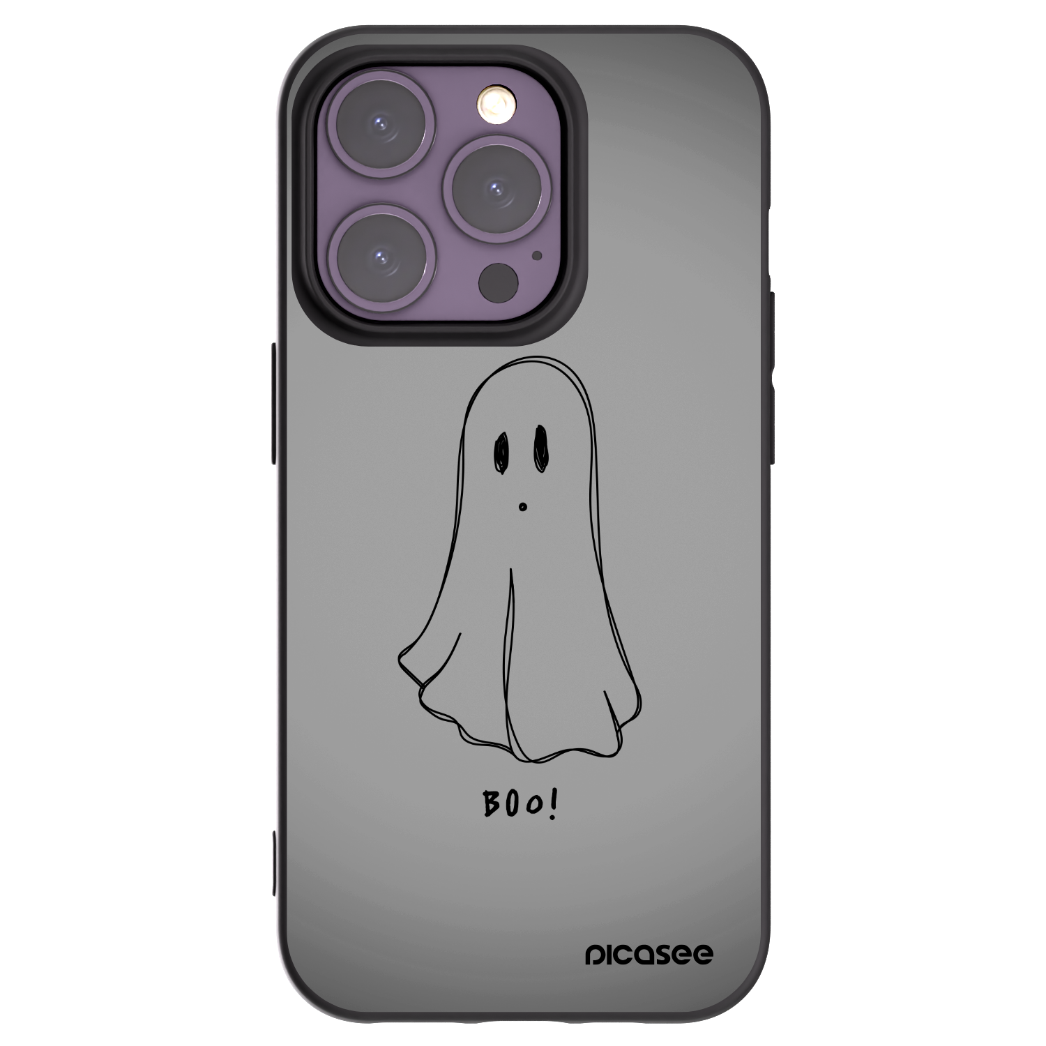 Picasee Apple iPhone 14 Pro Hülle - Schwarzes Silikon - Ghost