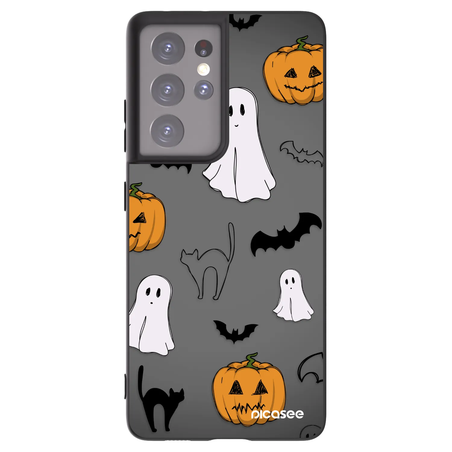Picasee Samsung Galaxy S21 Ultra 5G G998B Hülle - Schwarzes Silikon - Spooky crew